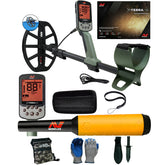 Minelab X-TERRA PRO Metal Detector with PRO-FIND 20 and Serious Detecting accessory kit with pouch, gloves, and digging knife