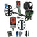 metal detector bundle with olive green and black components, including a large coil, carrying case, headphones, ground clip, gloves, and accessories on a white background.