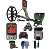 Minelab X-TERRA PRO Metal Detector Bundle with Pouch, Hat, Gloves, and Serious Detecting Kit with pouch, gloves, and digging knife