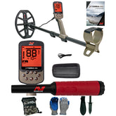 Minelab X-TERRA ELITE Waterproof Metal Detector with Pro-Find 40 Pinpointer and Serious Detecting accessory kit with pouch, gloves, and digging knife
