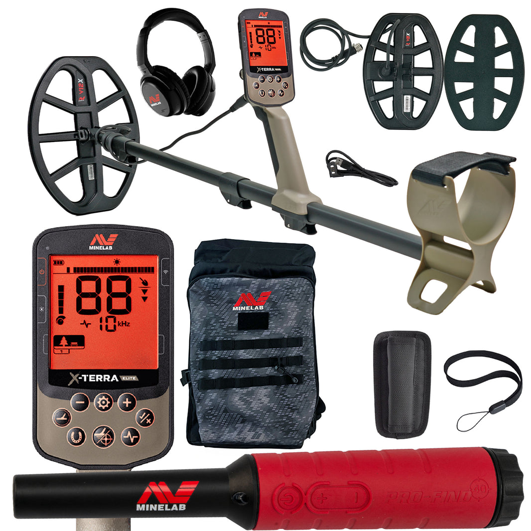 Minelab X-TERRA ELITE Expedition Pack Waterproof Metal Detector with PRO-FIND 40 Pinpointer and Backpack.