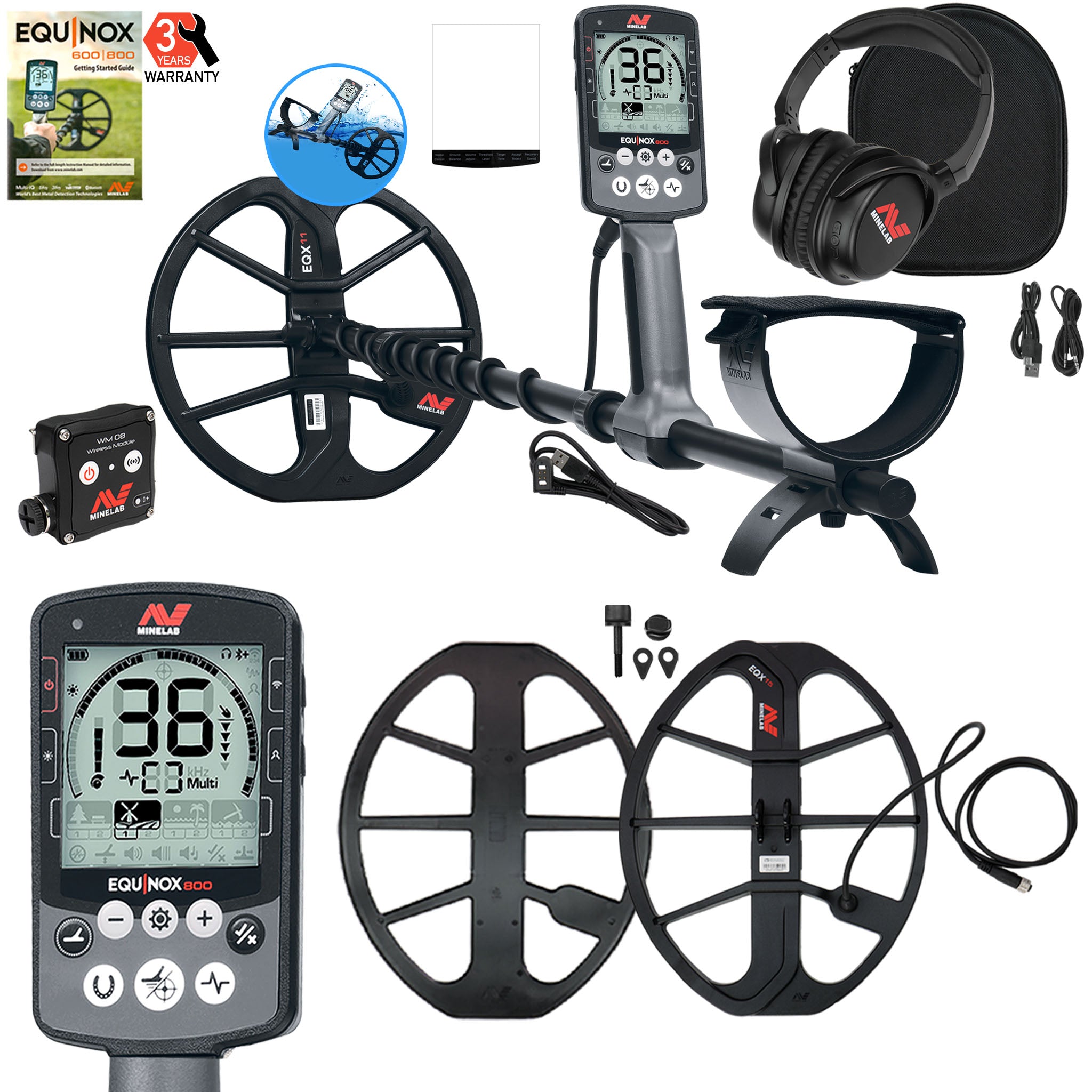 Minelab EQUINOX 800 Metal Detector w/ 15" Double-D Waterproof Smart Search Coil