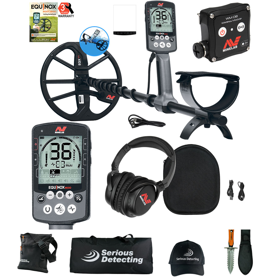 Minelab EQUINOX 800 Multi-IQ Metal Detector and Serious Detecting Kit