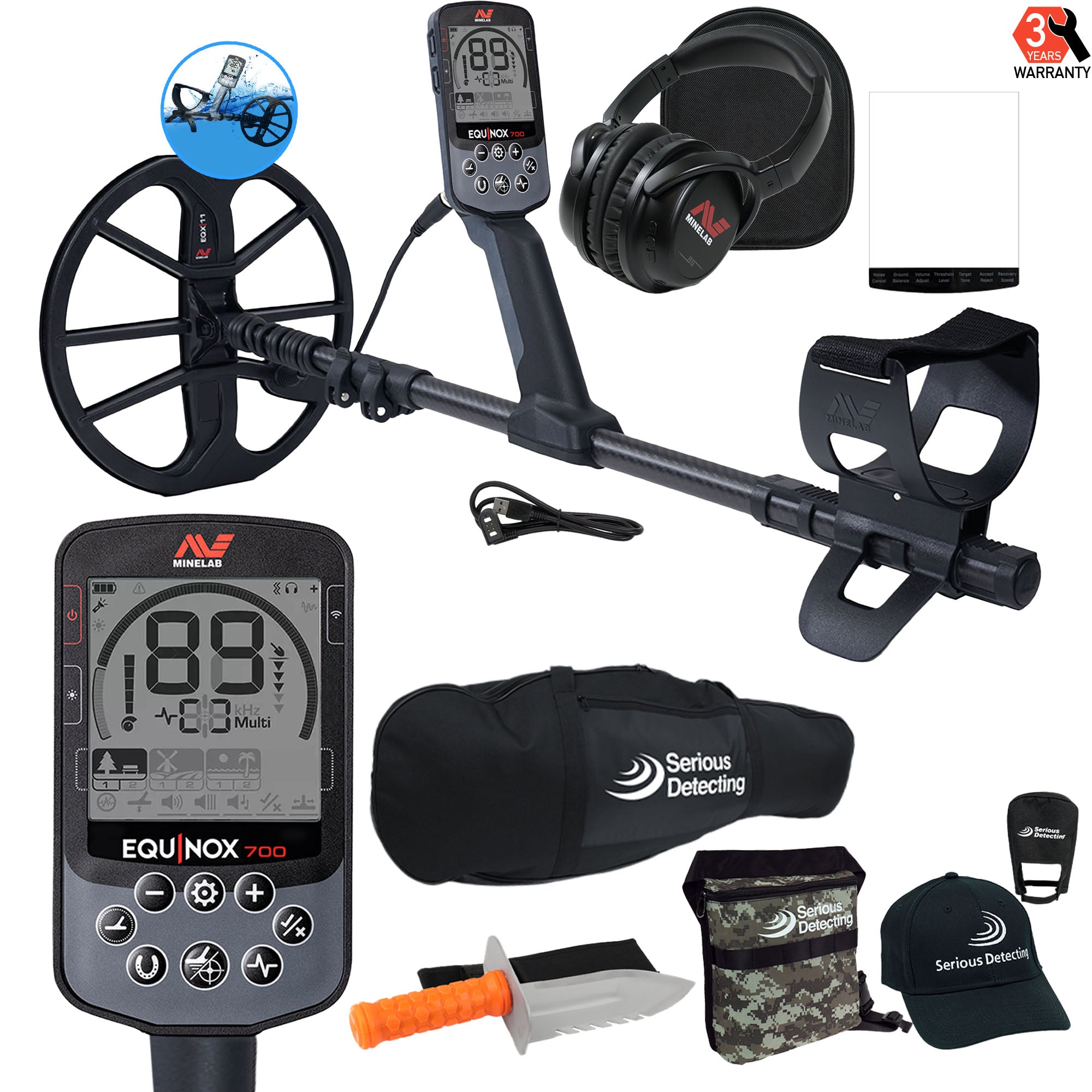 Minelab EQUINOX 700 Multi-IQ Metal Detector with 11" Coil Starter Package - PKSD