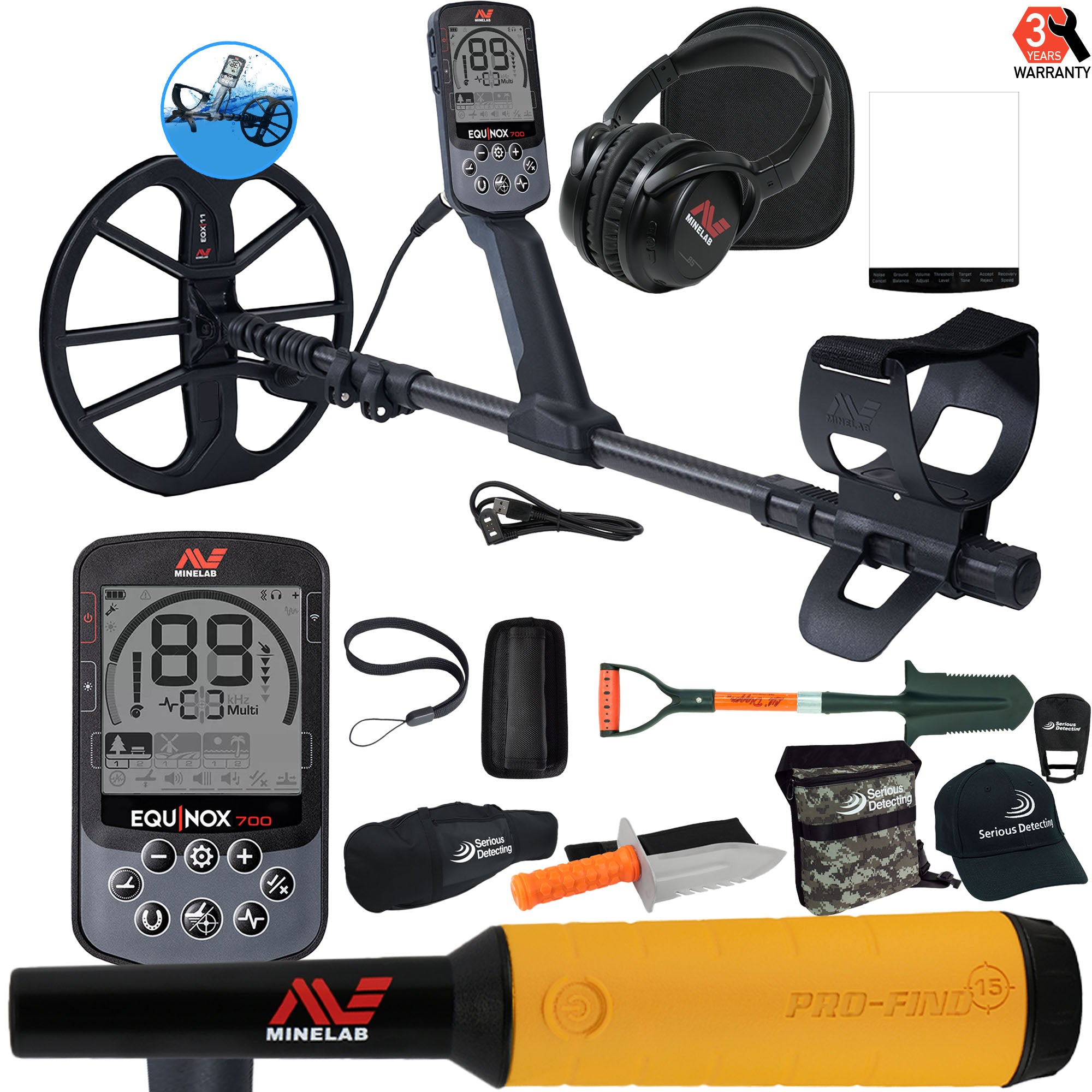 Minelab EQUINOX 700 Multi-IQ Metal Detector with 11" Coil Pro Package - PKSD