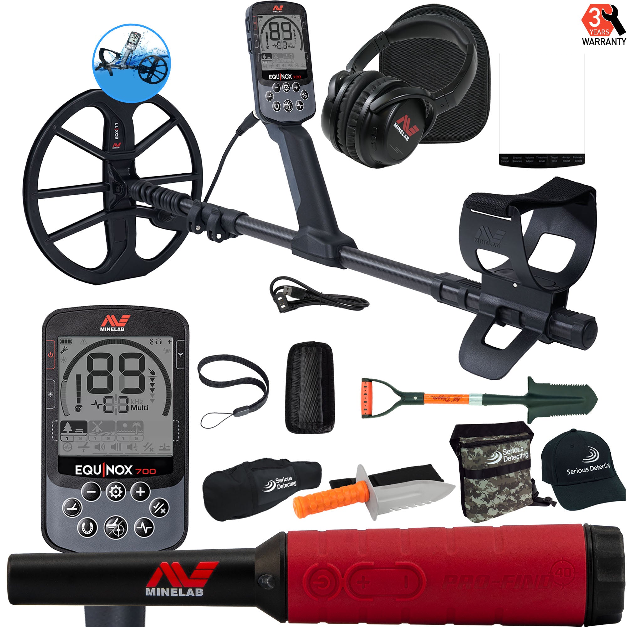 Minelab EQUINOX 700 Multi-IQ Metal Detector with 11" Coil Complete Package - PKSD