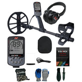 Minelab EQUINOX 700 Multi-IQ Metal Detector with 11" Coil and Serious Detecting accessory kit with pouch, carry bag, hat, and digger