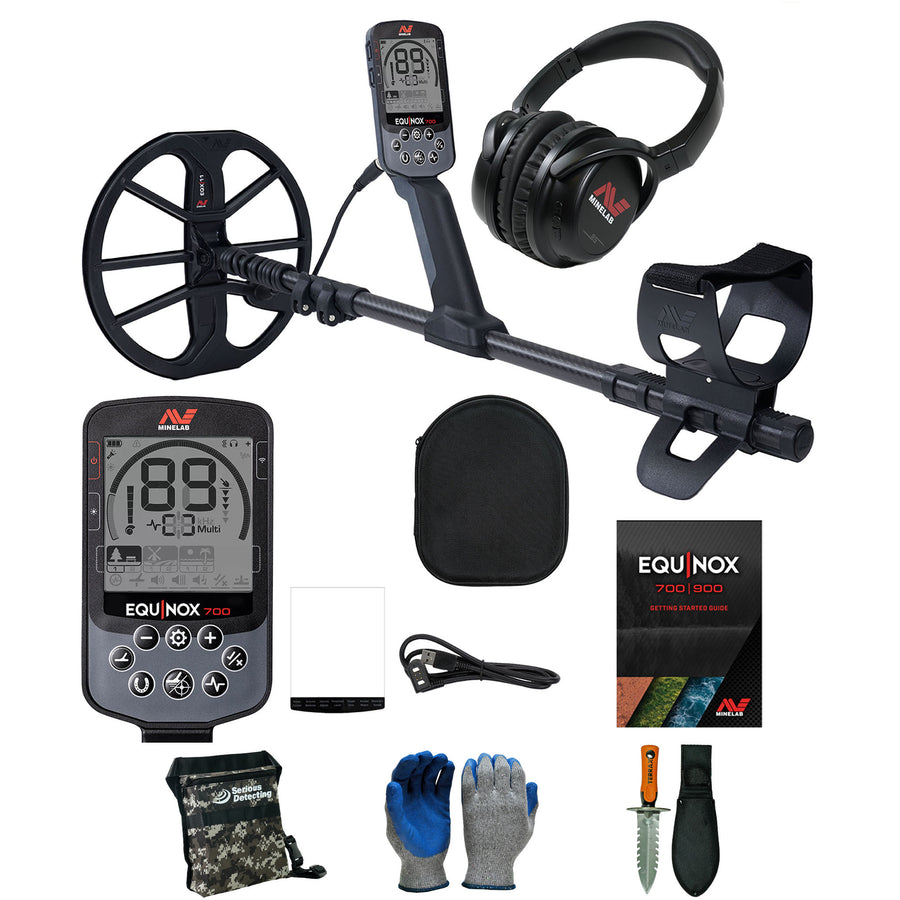 Minelab EQUINOX 700 Multi-IQ Metal Detector with 11" Coil and Serious Detecting Kit