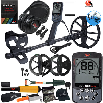 Minelab EQUINOX 900 Multi-IQ Metal Detector with 11" and 6" Coils Pro Package