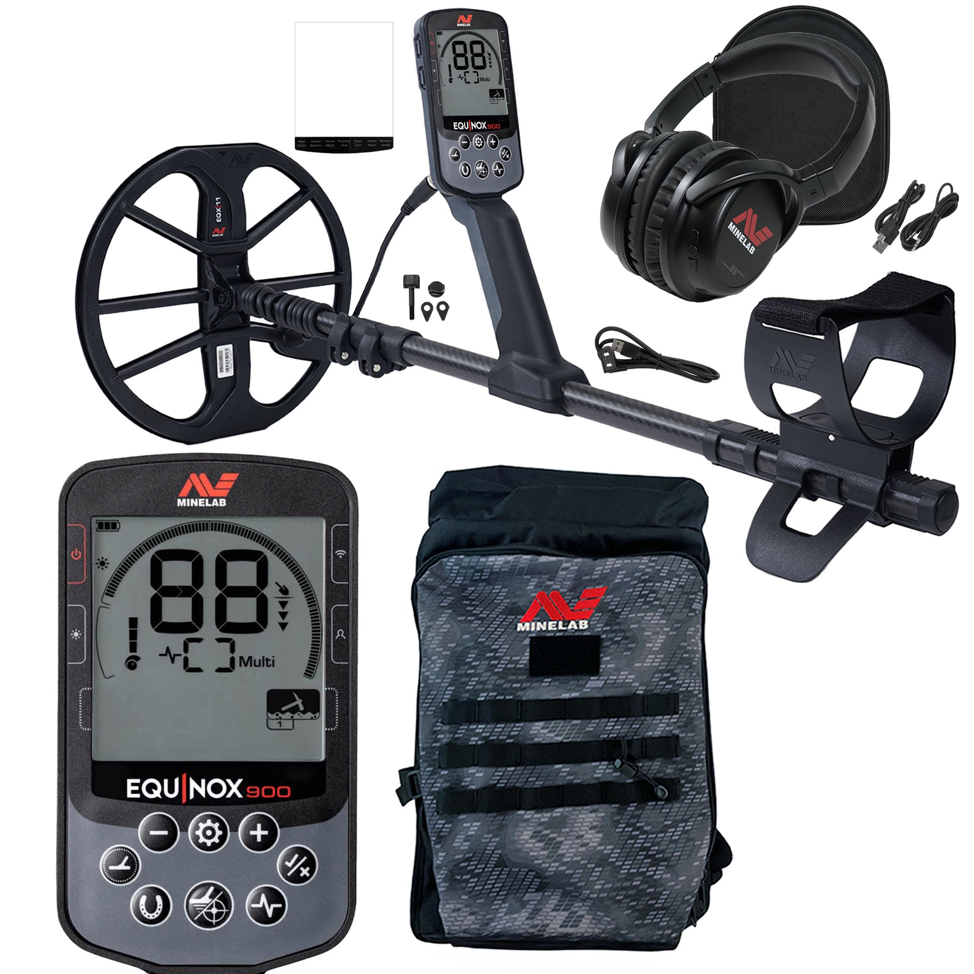 Minelab Equinox 900 Metal Detector with Backpack and 2 Coils