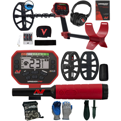 Minelab VANQUISH 540 Pro Pack Metal Detector with  Pro-Find 40 Pinpointer and Serious Detecting accessory kit with pouch, gloves, and digging knife
