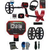 Minelab VANQUISH 540 Pro Pack Metal Detector and Serious Detecting accessory kit with pouch, gloves, and digging knife
