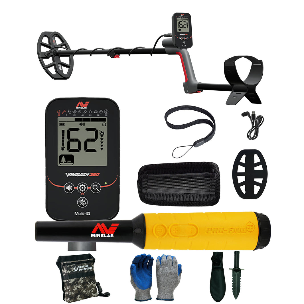 Minelab VANQUISH 360 complete bundle with Pro-Find 35 pinpointer and accessory kit