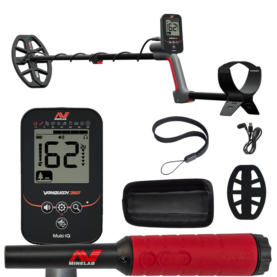 Minelab VANQUISH 360 metal detector with 10x7 search coil and Pro-Find 40 pinpointer