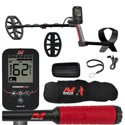 Minelab VANQUISH 360 waterproof metal detector with 10x7 DD coil and Pro-Find 40 pinpointer