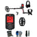 Metal detector with accessories including headphones, gloves, and a digger on a white background
