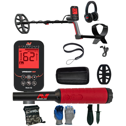 Minelab VANQUISH 460 metal detector bundle with Pro-Find 40 pinpointer and detecting accessories