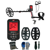 Minelab VANQUISH 560 Pro Pack complete kit with dual coils, wireless earbuds, and Serious Detecting accessories on white background