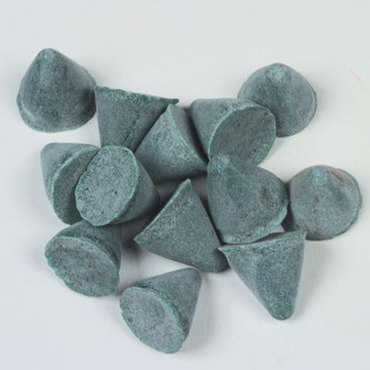 Raytech 9/16 inch XF plastic cone tumbling media close-up showing texture and shape