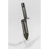 Green Motley Grass Knife displaying double-sided cutting teeth and 2-inch blade width