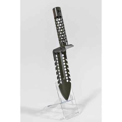 Green Motley Grass Knife displaying double-sided cutting teeth and 2-inch blade width
