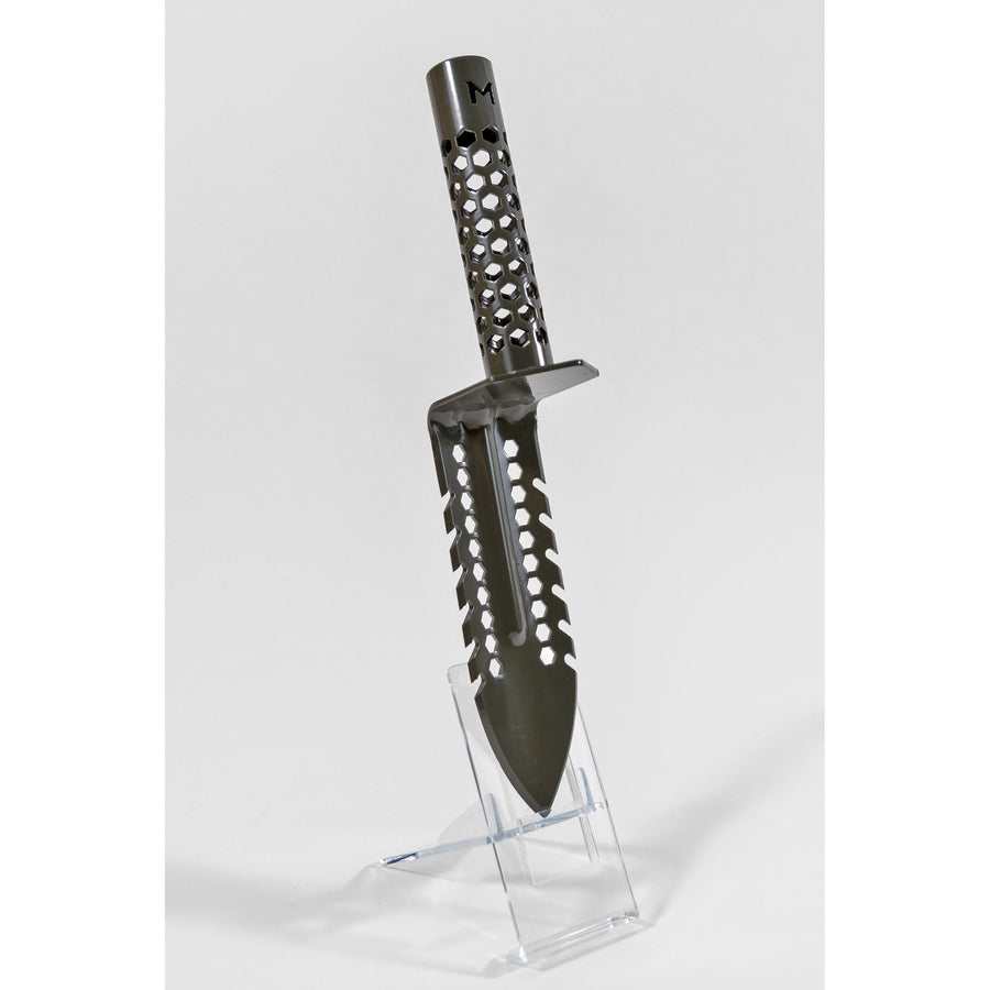 Green Motley Grass Knife displaying double-sided cutting teeth and 2-inch blade width