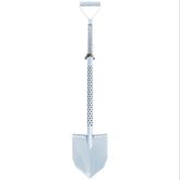 Grey Motley Field Fox metal detecting shovel with quick-release clamp adjustment system