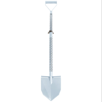 Grey Motley Field Fox metal detecting shovel with quick-release clamp adjustment system