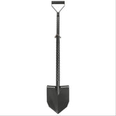Black Motley Field Fox adjustable digging tool with stealth-shaped bent blade for field detecting