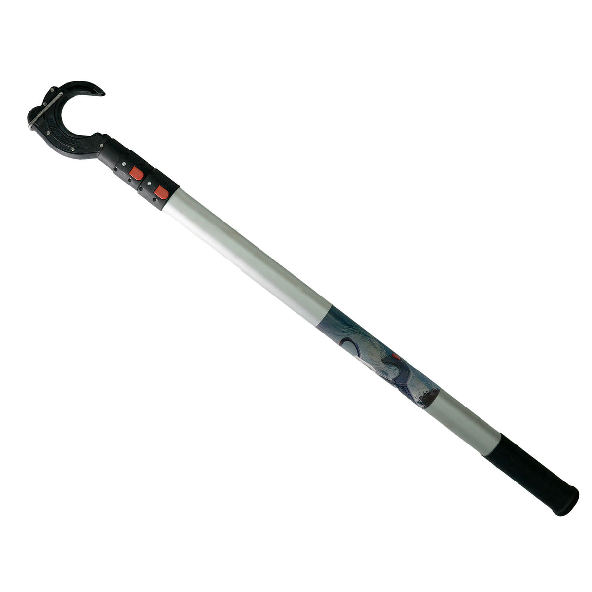 Hook & Moor telescoping boat hook complete package showing hook, carabiner, and included accessories