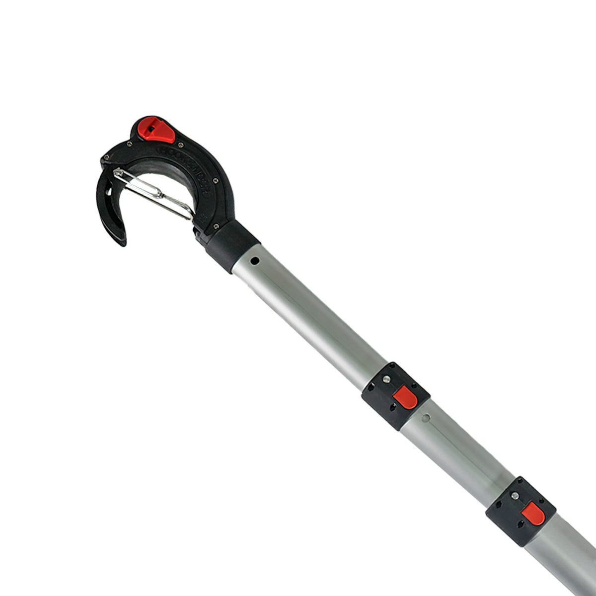 Close-up of Hook & Moor carbon fiber head with rotating wheel mechanism for guiding dock lines