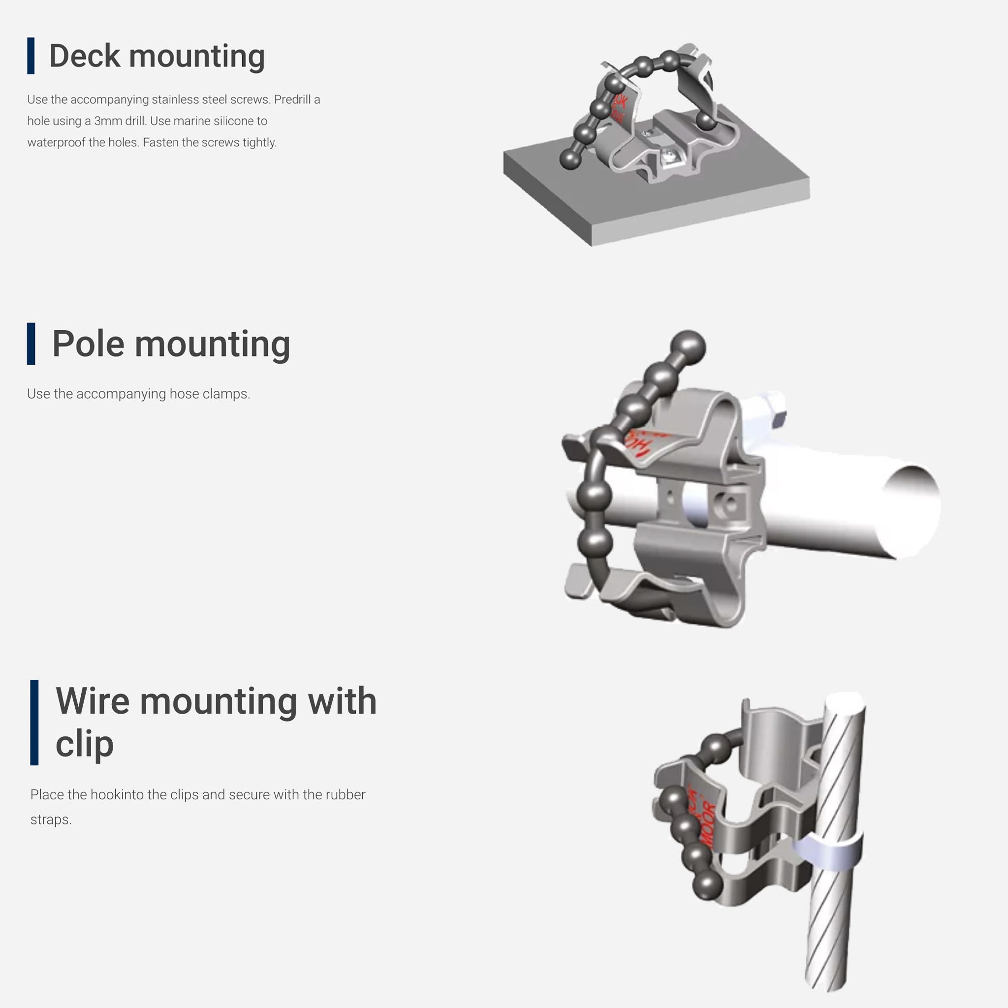 Hook & Moor Mounting Clip for Boat Hook