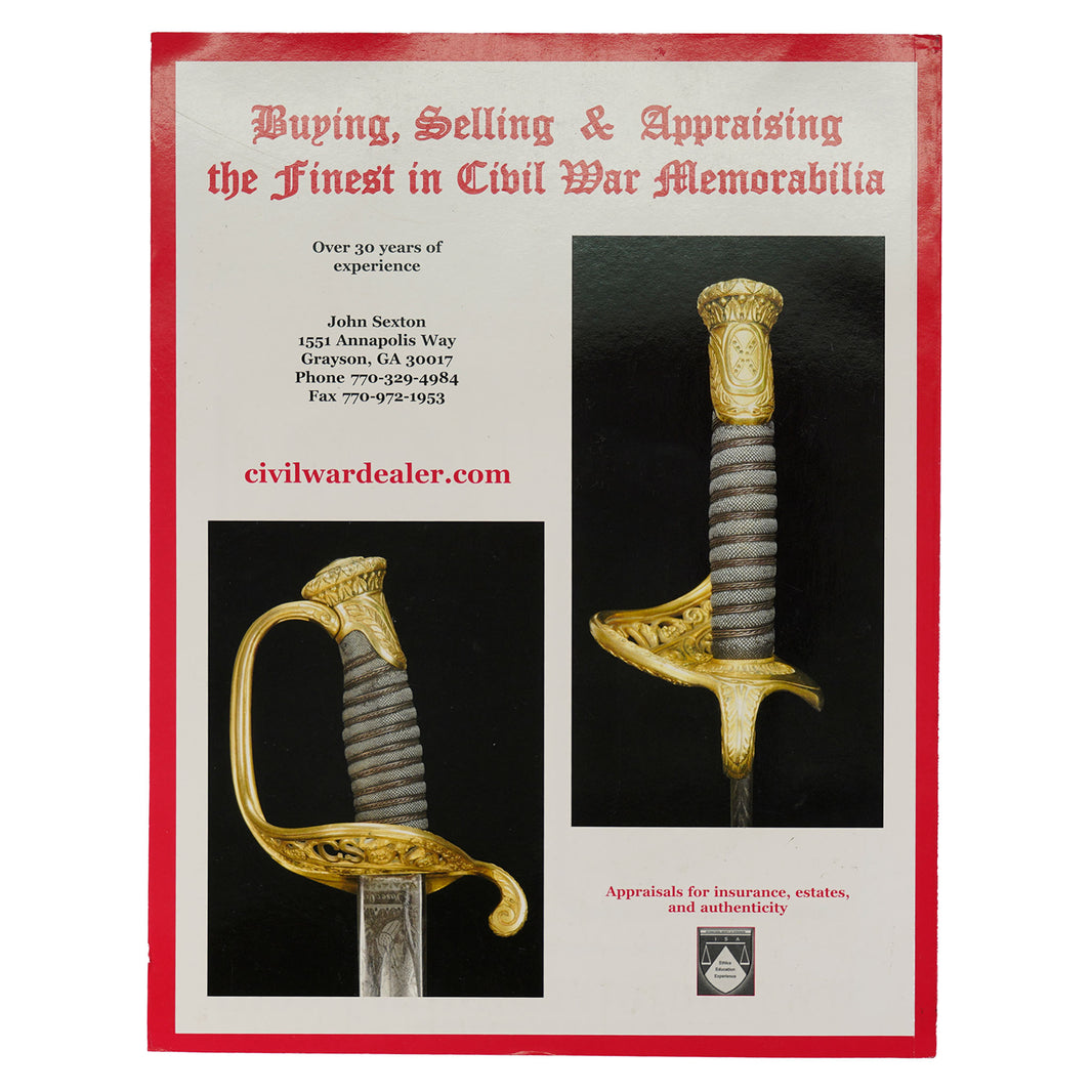 The back cover of The Civil War Collector's Price Guide features an advertisement for civilwardealer.com depicting a Civil War era sword with gold hilt.