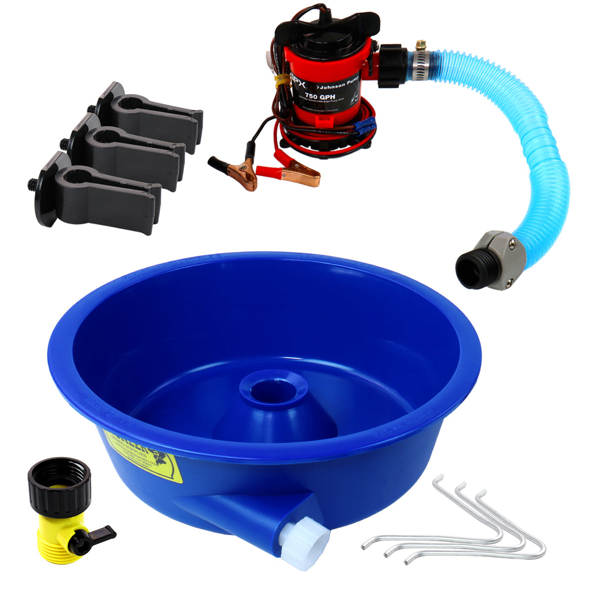 Complete Blue Bowl concentrator kit showing all included components