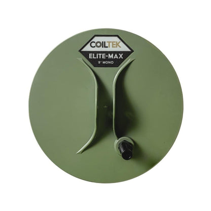 The Coiltek Elite-Max 9 inch round mono coil in khaki camo finish, shown against a white background.