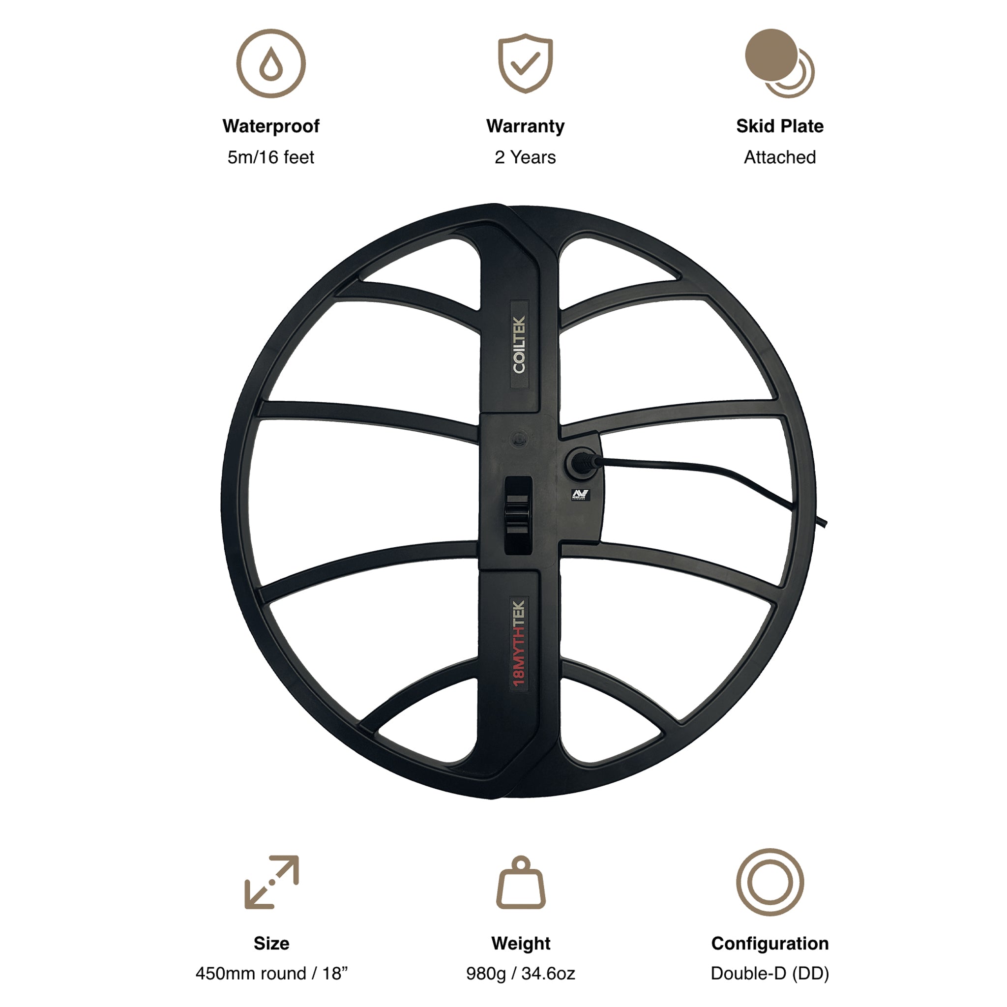 Coiltek 18” MYTHTEK Coil for Minelab Manticore Metal Detectors