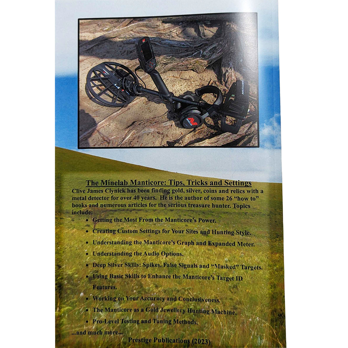 Back cover of the Clynick Manticore book listing chapter topics