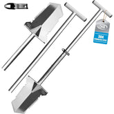 CKG Double Serrated Blade Shovel, Two Piece Metal Detecting Shovel with T Handle and Root Cutting Edges showing three pieces 