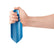 A hand holding Aluminum shovel with a textured handle and a square cutout near the top, shown on a plain white background.