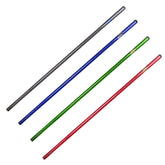 Four long CKG sand scoop handles shown diagonally on a plain white background, in gray, blue, green, and red, each with a small metallic logo near one end.
