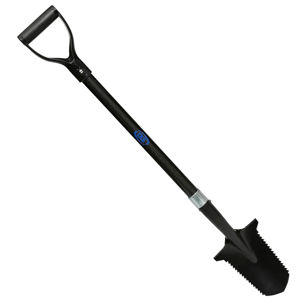CKG Carbon Fiber Metal Detecting Shovel - Double Serrated All Terrain Digger with D Handle