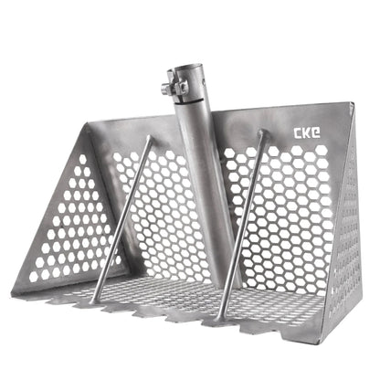 stainless steel sand rack with a hexagonal perforated design, a central vertical post, and two angled support rods, shown on a plain white background. The brand name 'CKG' is printed on the side.