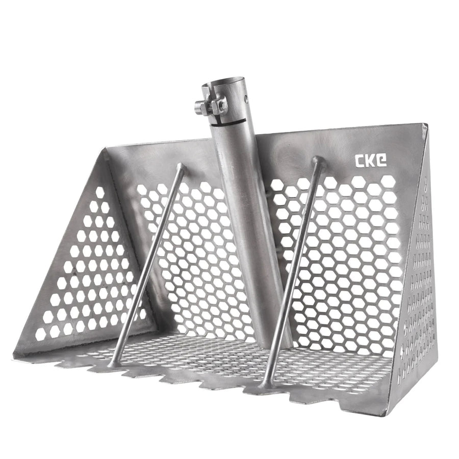 stainless steel sand rack with a hexagonal perforated design, a central vertical post, and two angled support rods, shown on a plain white background. The brand name 'CKG' is printed on the side.