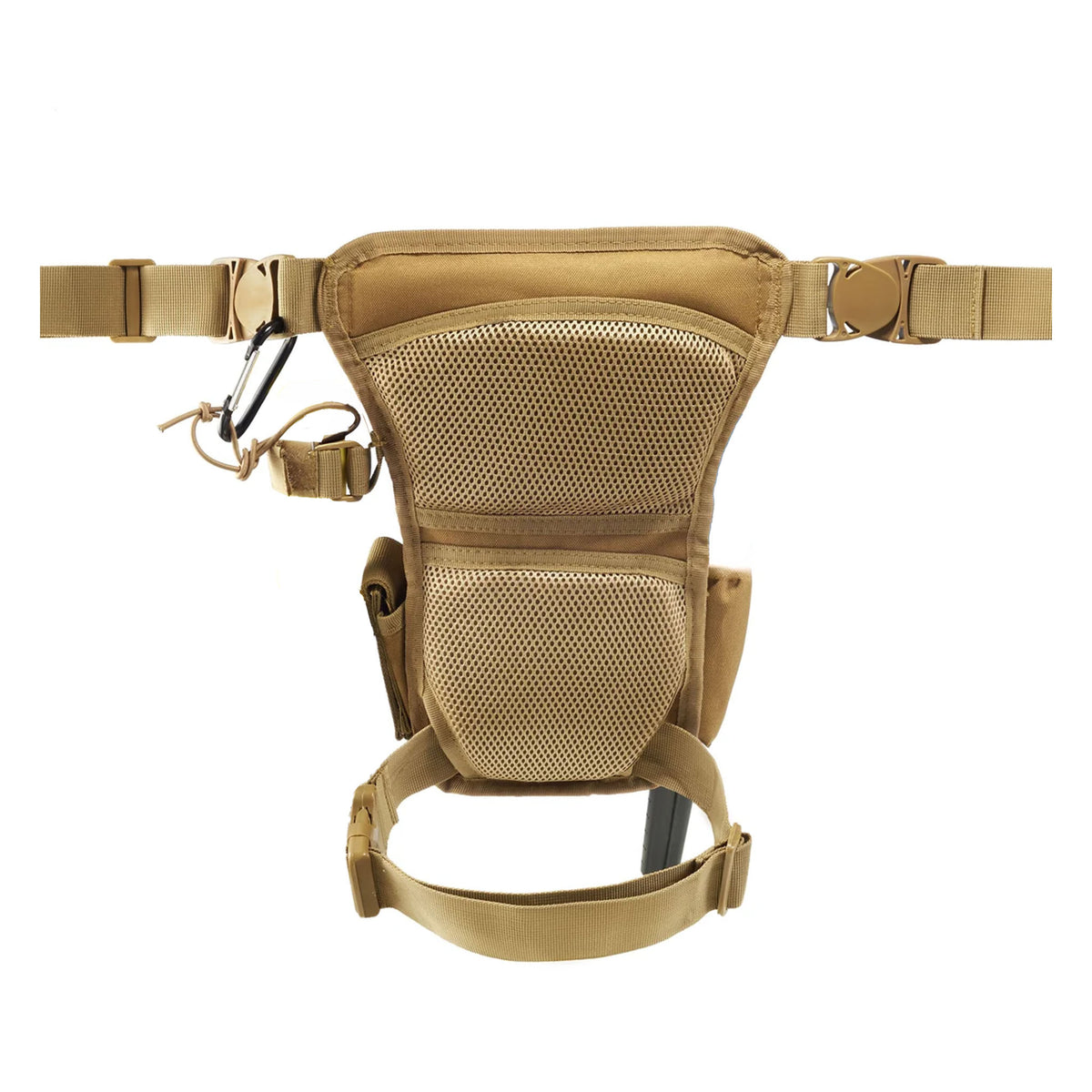 CKG Tactical Drop Leg Pouch Metal Detecting Thigh and Waist Bag with Pinpointer Holster khaki