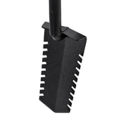 CKG T Handle Metal Detecting Shovel, Narrow Serrated Blade Digger close up of digger blade