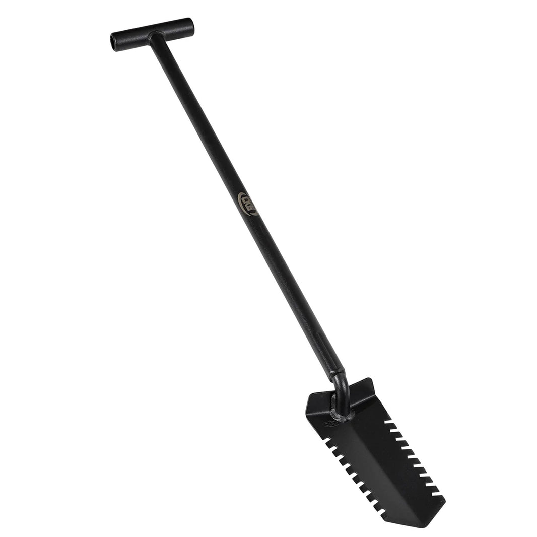 CKG T Handle Metal Detecting Shovel, Narrow Serrated Blade Digger sideview