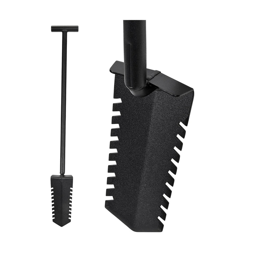 CKG T Handle Metal Detecting Shovel, Narrow Serrated Blade Digger close up of digger and digger blade