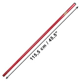A red textured rod shown diagonally on a white background with black arrows and the text '115,5 cm / 45,5"' indicating its length.