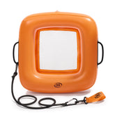 Orange floating beach sifter upright