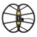 Black metal detecting cors Giant coil with yellow labels on a white background